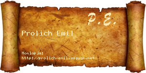 Prolich Emil névjegykártya